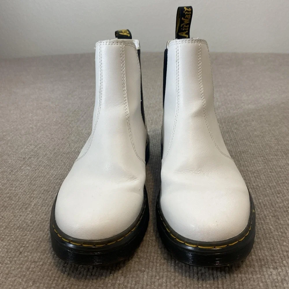 Dr. Martens Dorrian Chelsea Boots Womens 8 Mens 7 White Leather Ankle Y2K Grunge